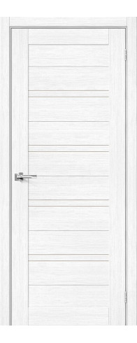 Межкомнатная дверь Браво-28, цвет: Snow Melinga Размер полотна в мм: 200*60 Стекло: Magic Fog