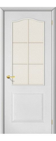 Межкомнатная дверь Палитра, цвет: Л-23 (Белый) Размер полотна в мм: 200*60 Стекло: Хрусталик