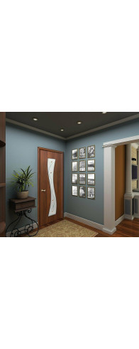 Межкомнатная дверь 11Ф, цвет: Л-11 (ИталОрех) Размер полотна в мм: 200*60 Стекло: Фьюзинг