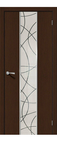 Межкомнатная дверь Карат, цвет: Ф-27 (Венге) Размер полотна в мм: 200*60 Стекло: Зеркало худ.