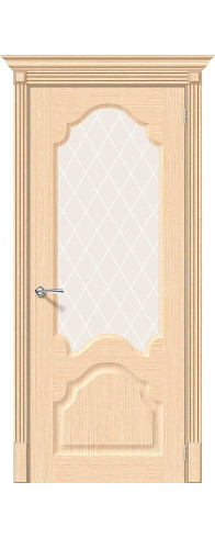 Межкомнатная дверь Афина, цвет: Ф-22 (БелДуб) Размер полотна в мм: 200*60 Стекло: White Сrystal