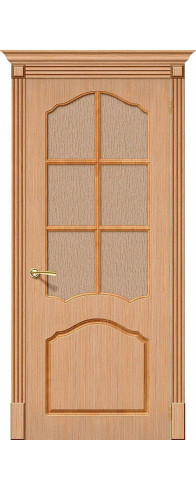 Межкомнатная дверь Каролина, цвет: Ф-01 (Дуб) Размер полотна в мм: 200*60 Стекло: Риф.