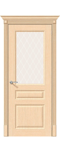 Межкомнатная дверь Статус-15, цвет: Ф-22 (БелДуб) Размер полотна в мм: 200*60 Стекло: White Сrystal