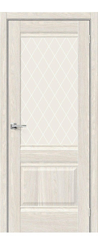 Межкомнатная дверь Прима-3, цвет: Ash White Размер полотна в мм: 200*60 Стекло: White Сrystal