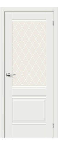 Межкомнатная дверь Прима-3, цвет: White Matt Размер полотна в мм: 200*60 Стекло: White Сrystal