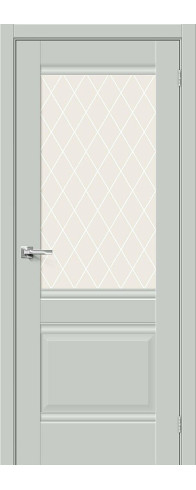 Межкомнатная дверь Прима-3, цвет: Grey Matt Размер полотна в мм: 200*60 Стекло: White Сrystal