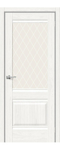 Межкомнатная дверь Прима-3, цвет: White Dreamline Размер полотна в мм: 200*60 Стекло: White Сrystal