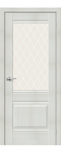 Межкомнатная дверь Прима-3, цвет: Bianco Veralinga Размер полотна в мм: 200*60 Стекло: White Сrystal