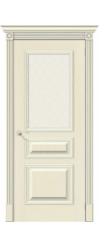 Межкомнатная дверь Вуд Классик-15.1, цвет: Ivory Размер полотна в мм: 200*60 Стекло: White Сrystal