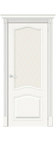 Межкомнатная дверь Вуд Классик-55, цвет: Whitey Размер полотна в мм: 200*60 Стекло: White Сrystal