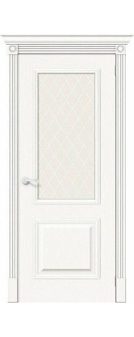 Межкомнатная дверь Вуд Классик-13, цвет: Whitey Размер полотна в мм: 200*60 Стекло: White Сrystal