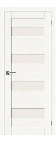 Межкомнатная дверь Вуд Модерн-23, цвет: Whitey Размер полотна в мм: 200*60 Стекло: Magic Fog