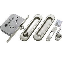 Комплект: ручки-купе + защелка + торцевой зацеп (Матовый хром)