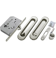 Комплект: ручки-купе + защелка + торцевой зацеп (Матовый хром)